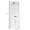 Freestanding Kitchen Pantry, 4-Door Buffet Cabinet with Hutch, Coffee Bar with Adjustable Shelves, 63.5 Inches, White