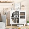 31.5-Inch Freestanding Storage Cabinet with Drawer & Crescent-shaped Flap, Versatile for Kitchen Dining Room