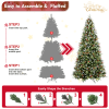 Artificial 6ft Green LED-lit Christmas Tree with 1593PE/PVC Mixed Branch Tips,Red fruit and Pine cone