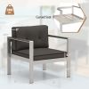 Contemporary Patio Sofa Chair with WPC Armrests and Back Cushions