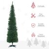 7' Artificial Pencil Christmas Tree, Slim Xmas Tree with 499 Realistic Branch Tips and Plastic Stand, Green
