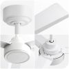 52" Ceiling Fan Without Light, 3 ABS Blades Farmhouse Ceiling Fan with Remote Control 6-speed Reversible DC Motor White for Living Room, Bedroom, Kitc