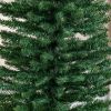 7' Artificial Pencil Christmas Tree, Slim Xmas Tree with 499 Realistic Branch Tips and Plastic Stand, Green