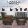 Outsunny 4 Piece Rattan Couch, with 2 Swivel Rocking Chairs, 2-Tier Glass Table and Sofa, All-Weather PE Set for Garden, Patio, Gray