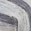 Clay 18 inch Wide Square Pouf in Dark Blue/Natural Cotton