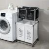 Upgraded Double-Layer Laundry Hamper with 4 Removable Waterproof Canvas Bags, Sturdy Frame with Wheels, Easy to Assemble Laundry Sorter for Clothes