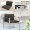 Contemporary Patio Sofa Chair with WPC Armrests and Back Cushions