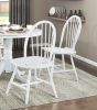 White Finish 5pc Round Dining Table Set with 4 Windsor Chairs Farmhouse Style Wooden Furniture Casual Dining Kitchen Breakfast Nook