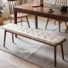 (Off White) Natural Oak Wood for Dining Bench Table Bench for Living Room With Leather Cushion