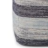 Clay 18 inch Wide Square Pouf in Dark Blue/Natural Cotton