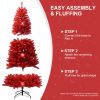 Artificial 5ft Red Christmas Tree with 624 PVC Branch Tips, Hinged Premium & Foldable Base for Indoor Holiday Decorating