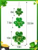 Wooden St. Patrick's Day Decorations Wreath for Front Door - 10'' x 33.5'' Large Lucky Shamrock Happy St.Patrick's Day Sign