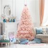 6ft Pink Artificial Christmas Tree Hinged Full Fir Tree with Metal Stand