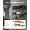 2-Tier Heavy Duty Wall Garage Shelving, 2 x 4 ft Steel Wall Mounted Shelving Unit with Hooks