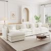 Modular Sectional Sofa for Living Room,U Shaped Couch 4 Seater Convertible Sectional Couch with 1 Ottoman ,White Chenille