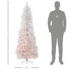 6ft Tall Unlit Pencil Fir Artificial Christmas Tree with Realistic Branches and 406 Tips, Pink and White