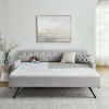 Twin Size Upholstery DayBed with Twin Size Erectable Trundle and USB Charging Design, Linen Beige