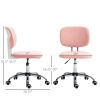 Vinsetto Cute Armless Office Chair, Teddy Fleece Fabric Computer Desk Chair, Vanity Task Chair with Adjustable Height, Swivel Wheels, Mid Back, Pink