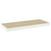 Floating Wall Shelves 2 pcs Oak and White 23.6"x9.3"x1.5" MDF