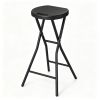 Foldable Backless Bar Stool, Waterproof HDPE Seat Counter Height Stool with Metal Frame