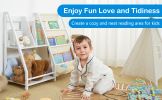 Kids Bookshelf Freestanding Large Capacity Metal Multi-Shelf Rack Organizer for Books for Playroom Children Room
