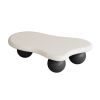 40 Inch Cloud Shaped Coffee Table with 3 Ball Legs for Living Room, White Top Black Legs