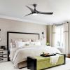 52 Inch Modern Black Ceiling Fan with 18W LED Light and Remote Control 3 ABS Blades DC Motor for Bedroom Living Roon
