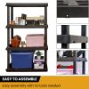 Plastic Storage Shelves Garage Shelving Unit 4-Tier 36"W x 18"D x 56"H Black 600 lb Capacity