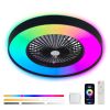 23-inch Black Ceiling Fan Light with LED RGB ��� Dimmable & Color-Changing, APP & Remote Control, Modern Smart Ceiling Fan for Living Room, Bedroom, a