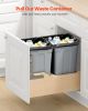 Double 35QTx2 Pullout Waste Container Under Cabinet Kitchen Bin Trash Can