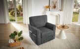360Â° Swivel Chair Accent Barrel Armchair Swivel Sofa Chair with Side Pockets for Living Room, Bedroom, Office and Hotel, Grey