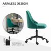 Vinsetto Velvet Swivel Office Chair Mid-Back Scallop Design Home Office Green