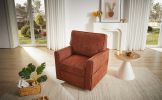 360Â° Swivel Chair Accent Barrel Armchair Swivel Sofa Chair with Side Pockets for Living Room, Bedroom, Office and Hotel, Red