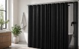 Black Shower Curtain Liner 72x72, PEVA Waterproof Bath Curtain, No Chemical Smell, 3 Weighted Magnets, Durable with Rustproof Metal Grommets