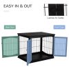 PawHut Modern Wooden Dog Crate Furniture Double Door for Small Dogs Stylish Black