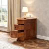 Wooden Coffee Table Sofa Side Table with 2 Drawers Home Decorative Table for Living Room Bedroom