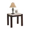 Genuine Marble Top End Table Dark Cherry Finish Wood Frame Contemporary Living Room Furniture 1pc Side Table