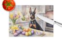 Decorating Easter Doberman Pinscher Glass Cutting Board Decorative Tempered Glass Kitchen Cutting and Serving Board Large Size Chopping Board