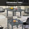 Outsunny Slate Extendable Dining Table: Adaptable Size for 4-6, Aluminum, Perfect for Outdoor Family Meals, Gray|