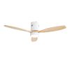 52 Inch Flush Mount Ceiling Fan DC 3 Solid Wood Fan Blade Noiseless Reversible Motor Remote Control With Light