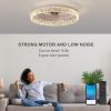 Modern Acrylic Ceiling Fan Light with Remote Control, Dimmable LED Chandelier, 6-Speed Adjustable, Quiet Motor, Flush Mount Design for Living Room, Be