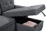 Nathan 84" Dark Gray Reversible Sleeper Sectional Sofa with Storage Chaise, USB Charging Ports and Pocket