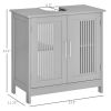 kleankin Modern Under Sink Cabinet 2 Doors Bathroom Vanity Pedestal Design Adjustable Shelves Grey