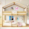 Twin Over Twin Wood Bunk Bed with Tent, Natural(OLD SKU:LT000708AAM)