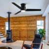 52 in. Integrated LED Farmhouse Indoor/Outdoor Black Smart Ceiling Fan with Remote Control