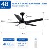 48" YUHAO Modern Contemporary LED Ceiling Fan with Remote Control