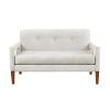 Modern Living Room Furniture Loveseat Beige Chenille Upholstery Pocket Coils Solid Wood Legs Furniture 1pc