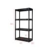 (2 pack) Black Plastic 4-Tier Shelving Unit, 280 lb Capacity, 56.2x30x13.8 Inches
