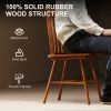HOMCOM Dining Chairs Set of 4, Farmhouse Wood Kitchen Chairs with Rubber Wood Frame, Spindle Back for Dining Room, Light Brown
