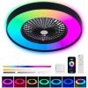 23-inch Black Ceiling Fan Light with LED RGB ��� Dimmable & Color-Changing, APP & Remote Control, Modern Smart Ceiling Fan for Living Room, Bedroom, a